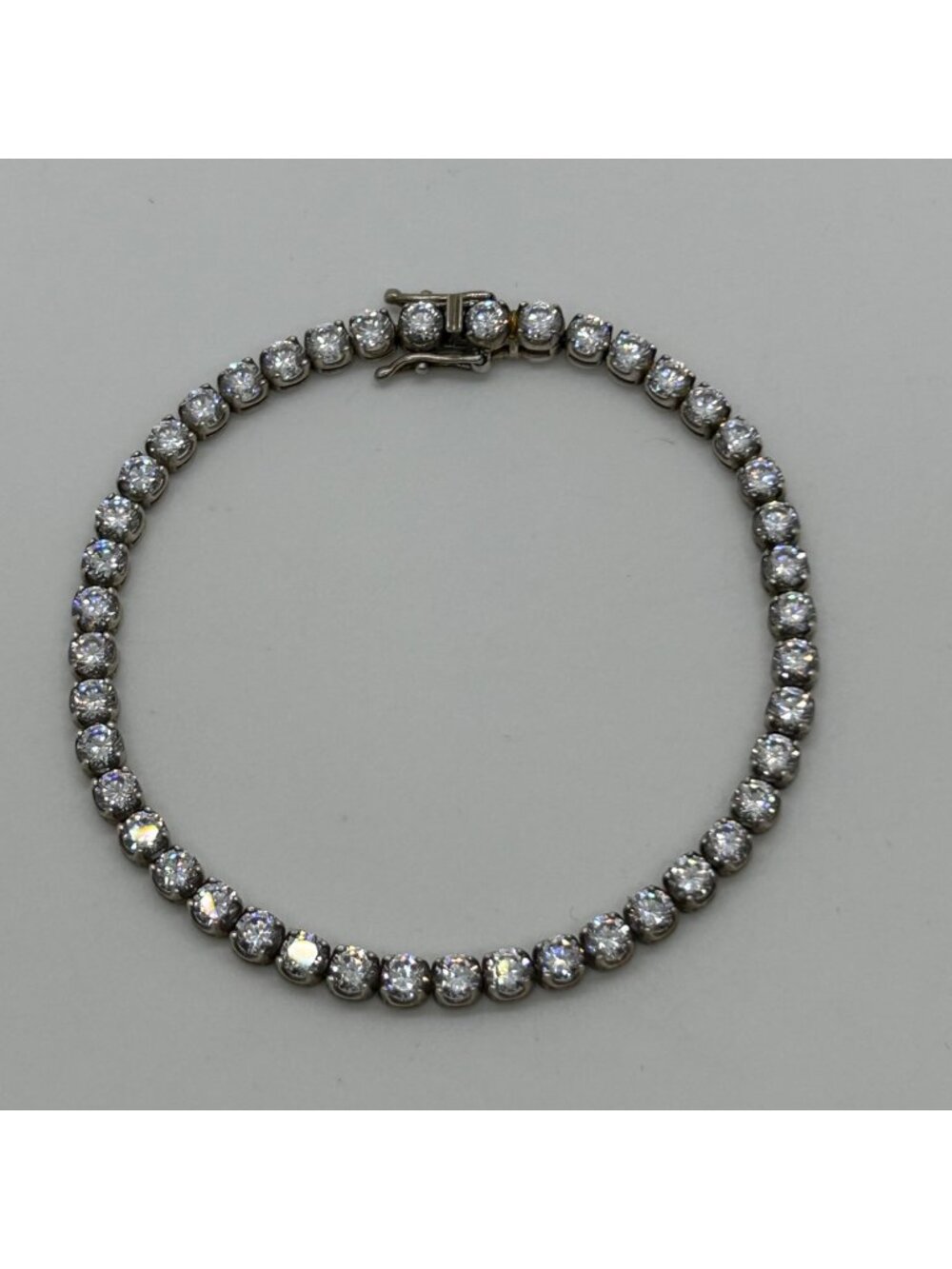 Sterling Silver Tennis Bracelet Diamonique Cubic Zirconia  7.75 Inches